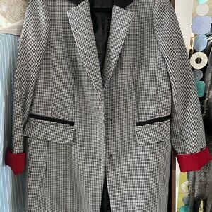 Women's Houndstooth Blazer with Red Accents
